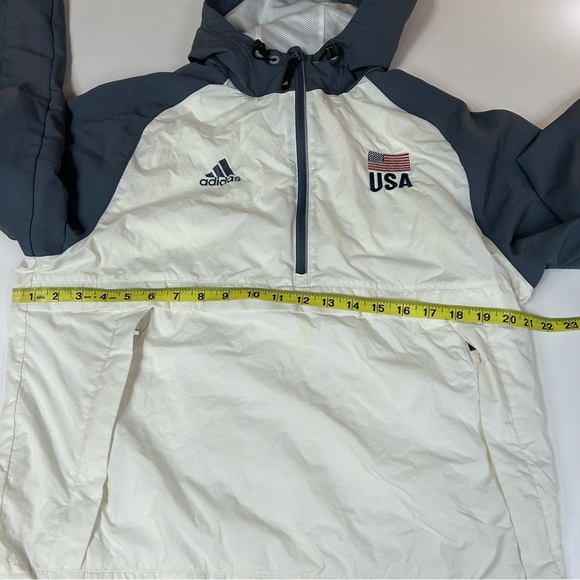 Adidas Men’s Windbreaker Lightweight Jacket Size Medium USA Gray White #2947 - Picture 8 of 11